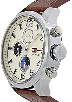  Shop Authentic Tommy Hilfiger Jackson Multi-Function Silver Dial Brown Leather Strap Watch for Men - 1791239 - Luxxuri