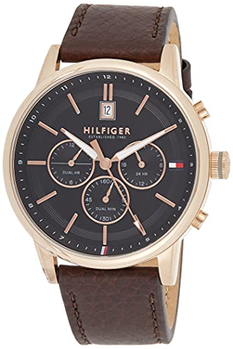  Shop Authentic Tommy Hilfiger Multi Function Chronograph Black Dial Brown Leather Strap Watch for Men - 1791631 - Luxxuri