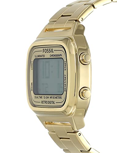  Shop Authentic Fossil Retro Digital Gold Dial Gold Steel Strap Watch for Men - FS5843 - Luxxuri