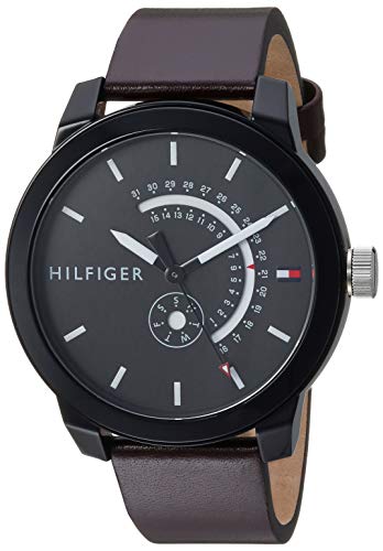  Shop Authentic Tommy Hilfiger Denim Black Dial Brown Leather Strap Watch for Men - 1791478 - Luxxuri