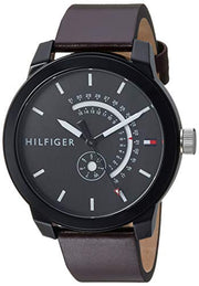  Shop Authentic Tommy Hilfiger Denim Black Dial Brown Leather Strap Watch for Men - 1791478 - Luxxuri