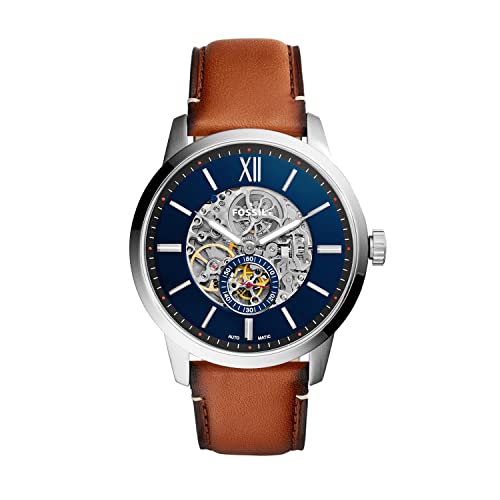  Shop Authentic Fossil Townsman Automatic Skeleton Blue Dial Brown Leather Strap Watch for Men - ME3154 - Luxxuri