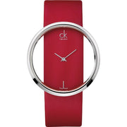  Shop Authentic Calvin Klein Glam Transparent Dial Red Leather Strap Watch for Women - K9423144 - Luxxuri