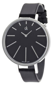  Shop Authentic Calvin Klein Equal Black Dial Black Leather Strap Watch for Women - K3E231C1 - Luxxuri