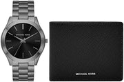  Shop Authentic Michael Kors Slim Runway Quartz Black Dial Grey Steel Strap Watch For Men - MK1044 - Luxxuri