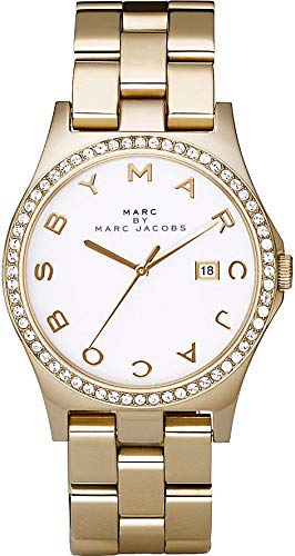  Shop Authentic Marc Jacobs Henry Diamonds White Dial Gold Steel Strap Watch for Women - MBM3045 - Luxxuri