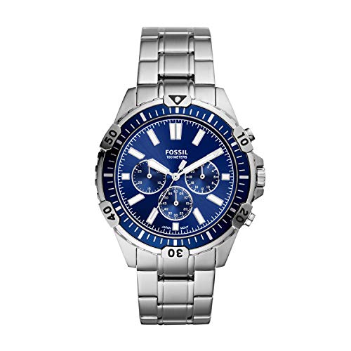  Shop Authentic Fossil Garrett Chronograph Blue Dial Silver Steel Strap Watch for Men - FS5623 - Luxxuri
