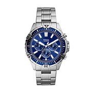  Shop Authentic Fossil Garrett Chronograph Blue Dial Silver Steel Strap Watch for Men - FS5623 - Luxxuri