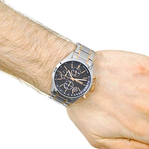  Shop Authentic Hugo Boss Grand Prix Black Dial Two Tone Steel Strap Watch for Men - 1513473 - Luxxuri