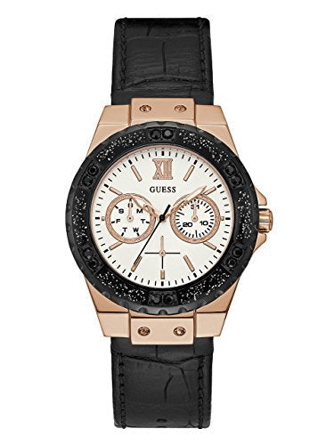  Shop Authentic Guess Limelight Quartz White Dial Black Leather Strap Watch For Women - W0775L9 - Luxxuri