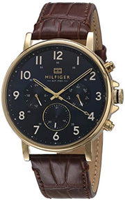  Shop Authentic Tommy Hilfiger Daniel Blue Dial Brown Leather Strap Watch for Men - 1710380 - Luxxuri