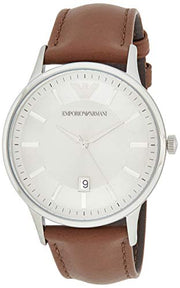  Shop Authentic Emporio Armani Renato Quartz Silver Dial Brown Leather Strap Watch For Men - AR11185 - Luxxuri