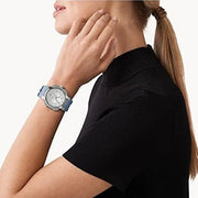  Shop Authentic Michael Kors Sidney Chambray Multifunction Blue Dial Blue Silicone Strap Watch For Women - MK7220 - Luxxuri