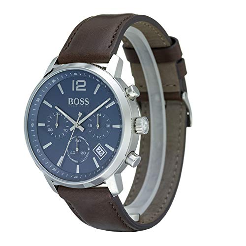  Shop Authentic Hugo Boss Attitude Blue Dial Brown Leather Strap Watch for Men - 1513606 - Luxxuri