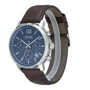  Shop Authentic Hugo Boss Attitude Blue Dial Brown Leather Strap Watch for Men - 1513606 - Luxxuri