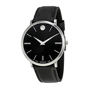  Shop Authentic Movado Ultra Slim Black Dial Black Leather Strap Watch For Men - 0607086 - Luxxuri