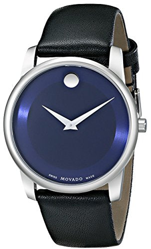  Shop Authentic Movado Museum Blue Dial Black Leather Strap Watch For Women - 0606611 - Luxxuri
