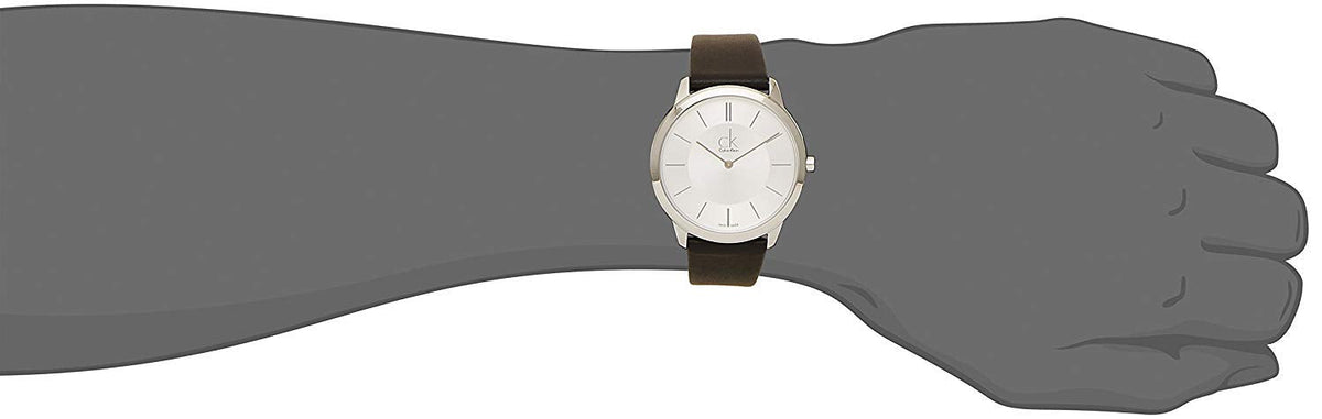  Shop Authentic Calvin Klein Minimalist White Dial Black Leather Strap Watch for Men - K3M211C6 - Luxxuri