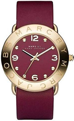  Shop Authentic Marc Jacobs Amy Red Dial Burgundy Leather Strap Watch for Women - MBM1152 - Luxxuri