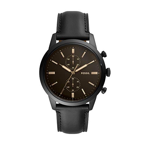  Shop Authentic Fossil Goodwin Chronograph Black Dial Black Leather Strap Watch for Men - FS5585 - Luxxuri