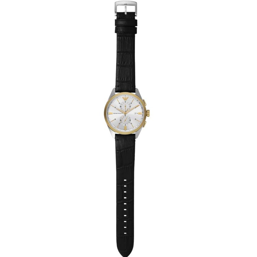  Shop Authentic Emporio Armani Claudio Chronograph Silver Dial Black Leather Strap Watch For Men - AR11498 - Luxxuri