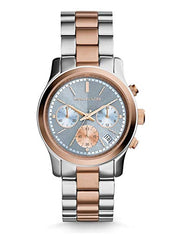  Shop Authentic Michael Kors Runway Chronograph Blue Dial Two Tone Steel Strap Watch For Women - MK6166 - Luxxuri
