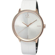  Shop Authentic Calvin Klein Accent White Dial White Leather Strap Watch for Women - K2Y2X6K6 - Luxxuri