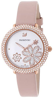  Shop Authentic Swarovski Crystal Frost White Dial Pink Leather Strap Watch for Women - 5519223 - Luxxuri