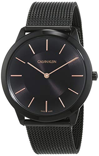  Shop Authentic Calvin Klein Minimal Black Dial Black Mesh Bracelet Watch for Men - K3M21421 - Luxxuri