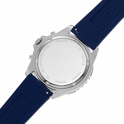  Shop Authentic Fossil Garrett Chronograph Blue Dial Blue Rubber Strap Watch for Men - FS5709 - Luxxuri