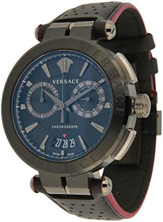  Shop Authentic Versace V-Racer Aion Chronograph Black Dial Black Leather Strap Watch for Men - VBR030017 - Luxxuri