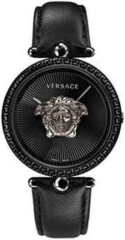  Shop Authentic Versace Palazzo Empire Black Dial Black Leather Strap Watch for Women - VCO050017 - Luxxuri