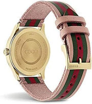  Shop Authentic Gucci G Timeless Quartz Pink Dial Three Tone Leather Strap Watch For Women - YA1264118 - Luxxuri