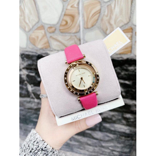  Shop Authentic Michael Kors Averi Gold Dial Pink Leather Strap Watch for Women - MK2525 - Luxxuri