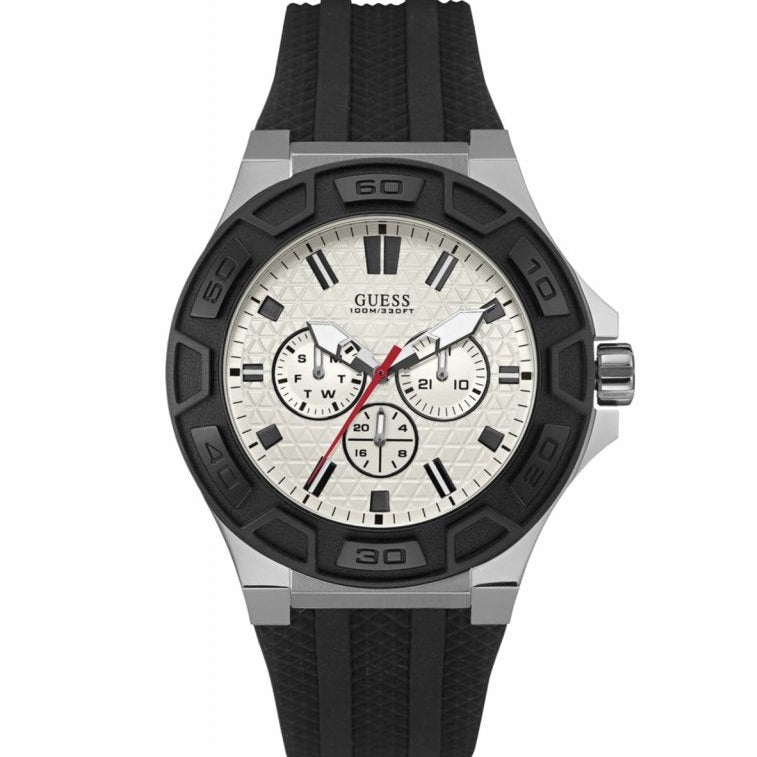  Shop Authentic Guess Force Analog Quartz White Dial Black Rubber Strap Watch For Men - W0674G3 - Luxxuri