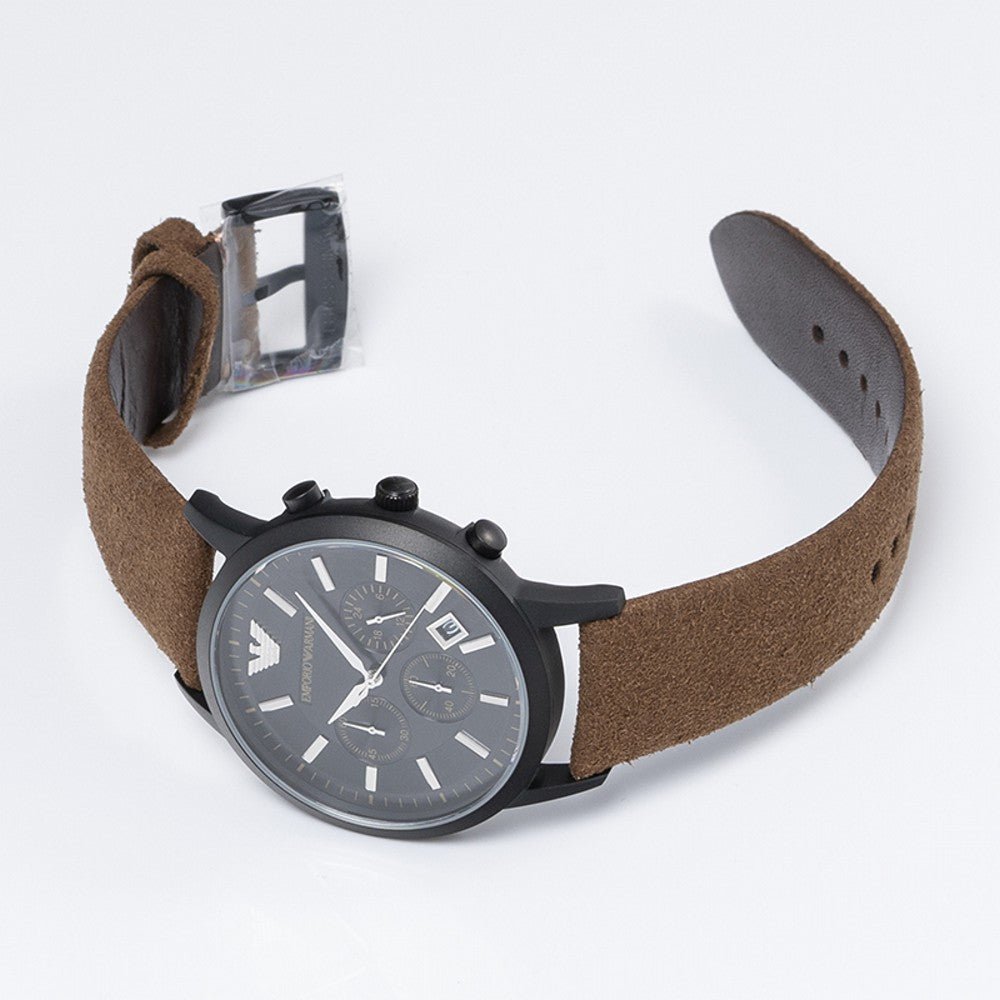  Shop Authentic Emporio Armani Chronograph Black Dial Brown Leather Strap Watch For Men - AR11078 - Luxxuri