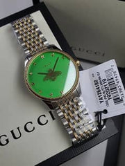  Shop Authentic Gucci G Timeless Quartz Green Dial Two Tone Steel Strap Watch For Men - YA1264182 - Luxxuri