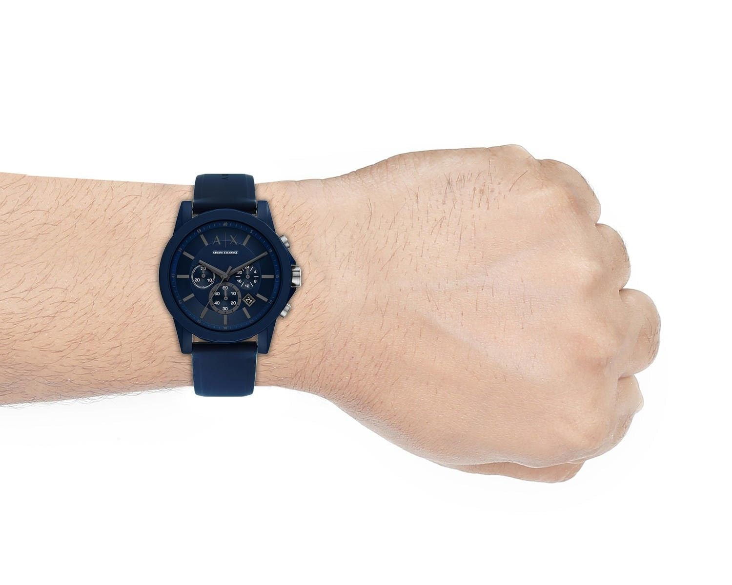  Shop Authentic Armani Exchange Outerbanks Chronograph Blue Dial Blue Silicone Strap Watch For Men - AX7128 - Luxxuri