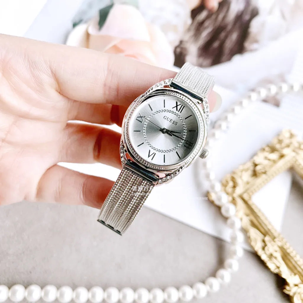  Shop Authentic Guess Whisper Silver Dial Silver Mesh Bracelet Watch for Women - W1084L1 - Luxxuri