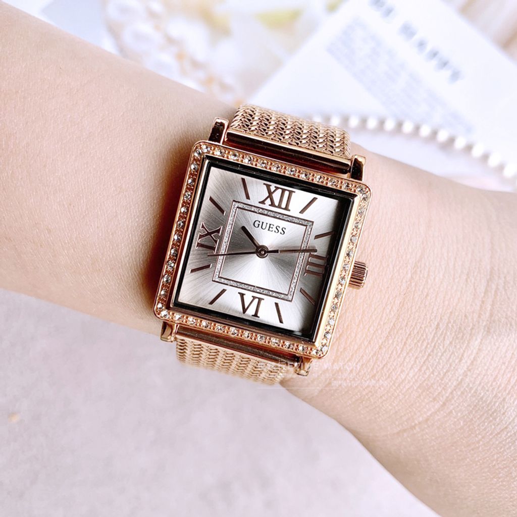  Shop Authentic Guess Highline Off White Dial Rose Gold Stainless Steel Mesh Strap Watch For Women - W0826L3 - Luxxuri