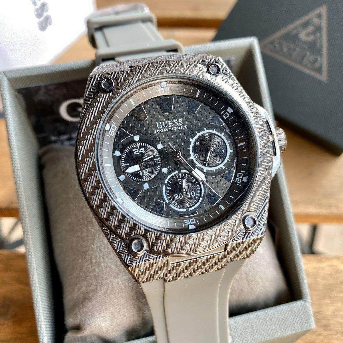  Shop Authentic Guess Legacy Grey Dial Grey Silicone Strap Watch For Men - W1048G1 - Luxxuri