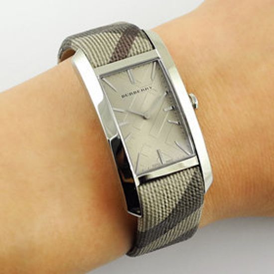  Shop Authentic Burberry Nova Check Silver Dial Two Tone Leather Strap Watch For Women - BU9404 - Luxxuri
