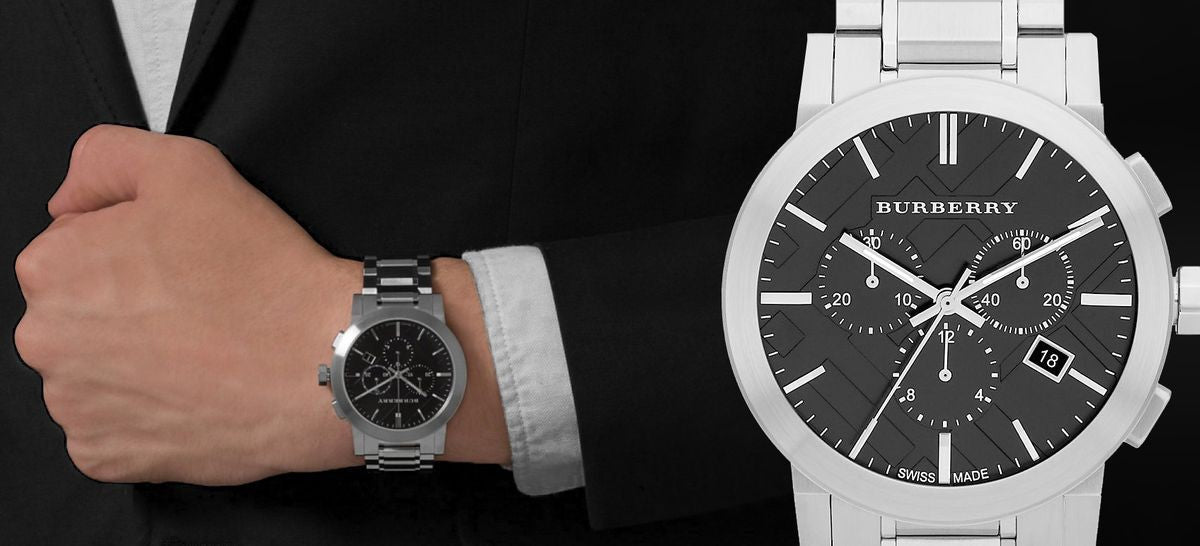  Shop Authentic Burberry The City Black Dial Silver Steel Strap Watch for Men - BU9351 - Luxxuri