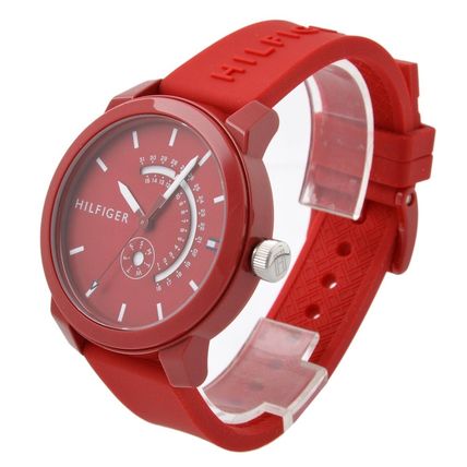  Shop Authentic Tommy Hilfiger Denim Quartz Red Dial Red Rubber Strap Watch for Men - 1791480 - Luxxuri