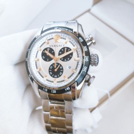  Shop Authentic Versace V-Ray Chronograph Quartz Silver Dial Silver Steel Strap Watch For Men - VE2I00321 - Luxxuri
