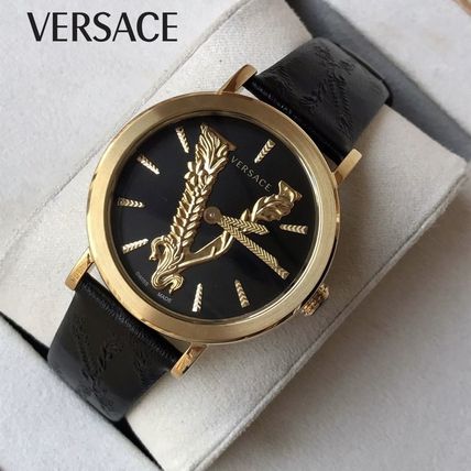  Shop Authentic Versace Virtus Quartz Black Dial Black Leather Strap Watch for Women - VEHC00119 - Luxxuri