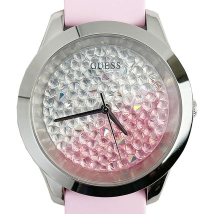  Shop Authentic Guess Crush Crystals Silver Dial Pink Rubber Strap Watch for Women - W1223L1 - Luxxuri