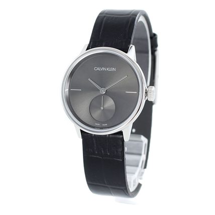  Shop Authentic Calvin Klein Accent Black Dial Black Leather Strap Watch for Women - K2Y231C3 - Luxxuri
