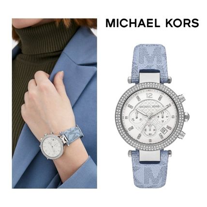  Shop Authentic Michael Kors Parker Silver Dial Blue Leather Strap Watch For Women - MK6936 - Luxxuri