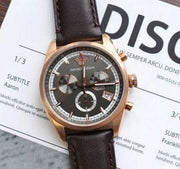  Shop Authentic Emporio Armani Chronograph Gray Dial Brown Leather Strap Watch For Men - AR6043 - Luxxuri